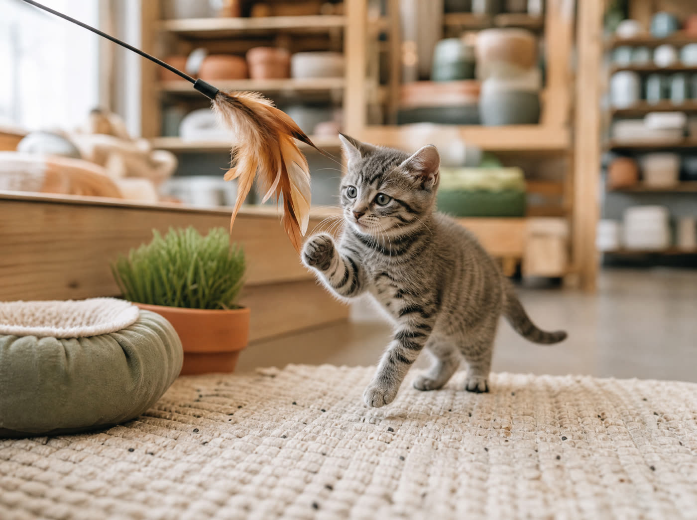 Kitten playing with a toy